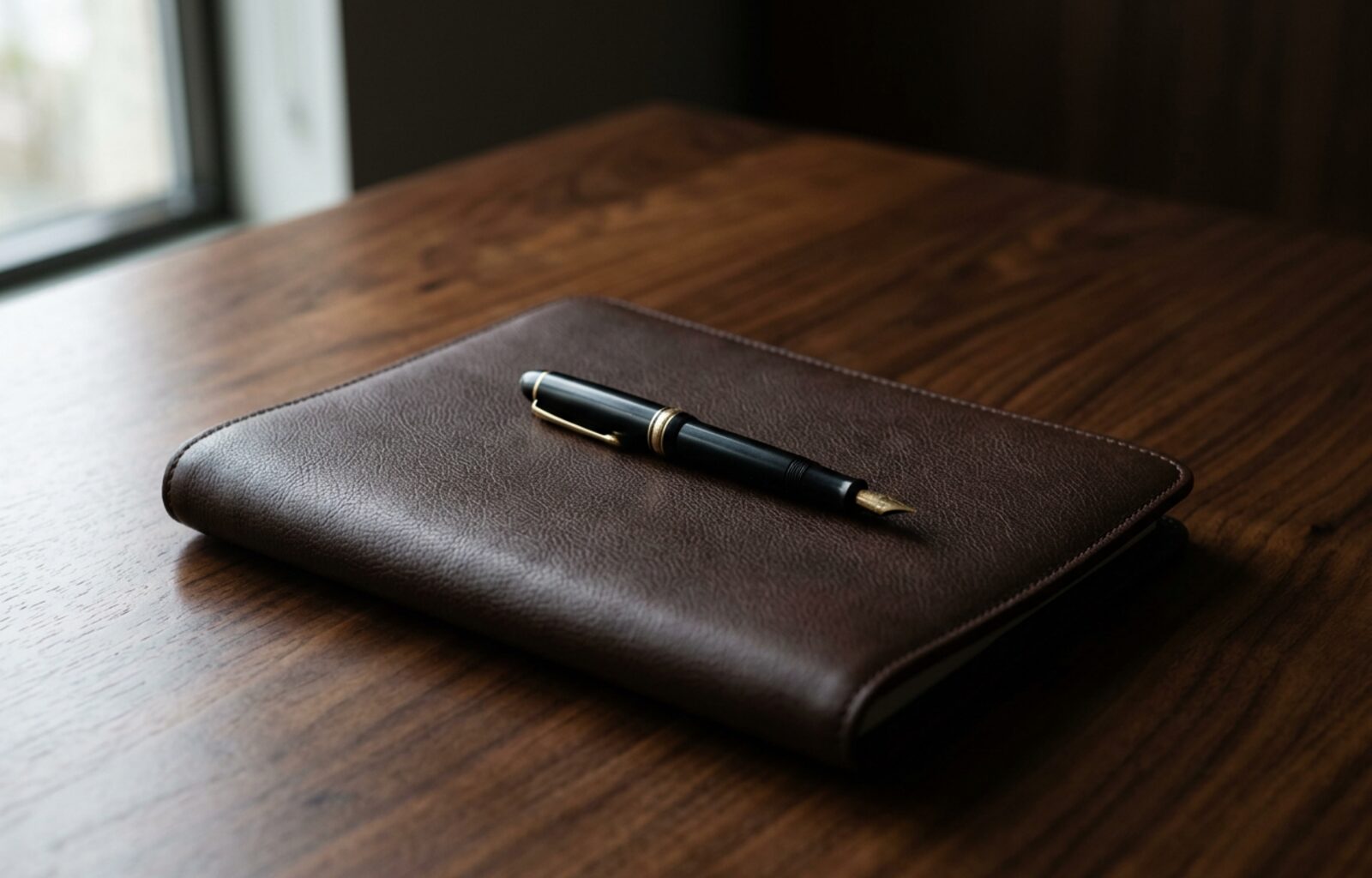 Fountain pen on a written risk policy — rules written before major Bitcoin drawdowns